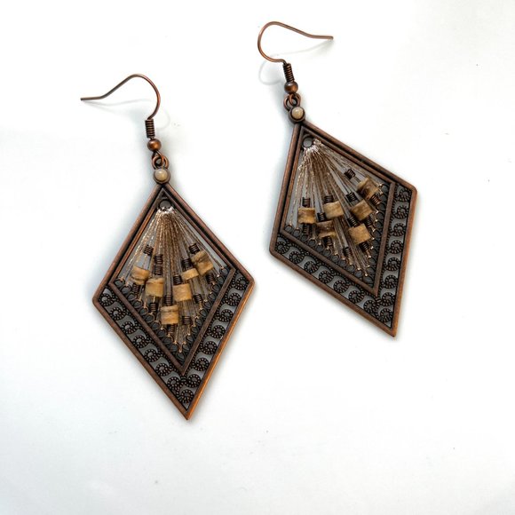NEW Rhombus Drop Earrings - Picture 3 of 5